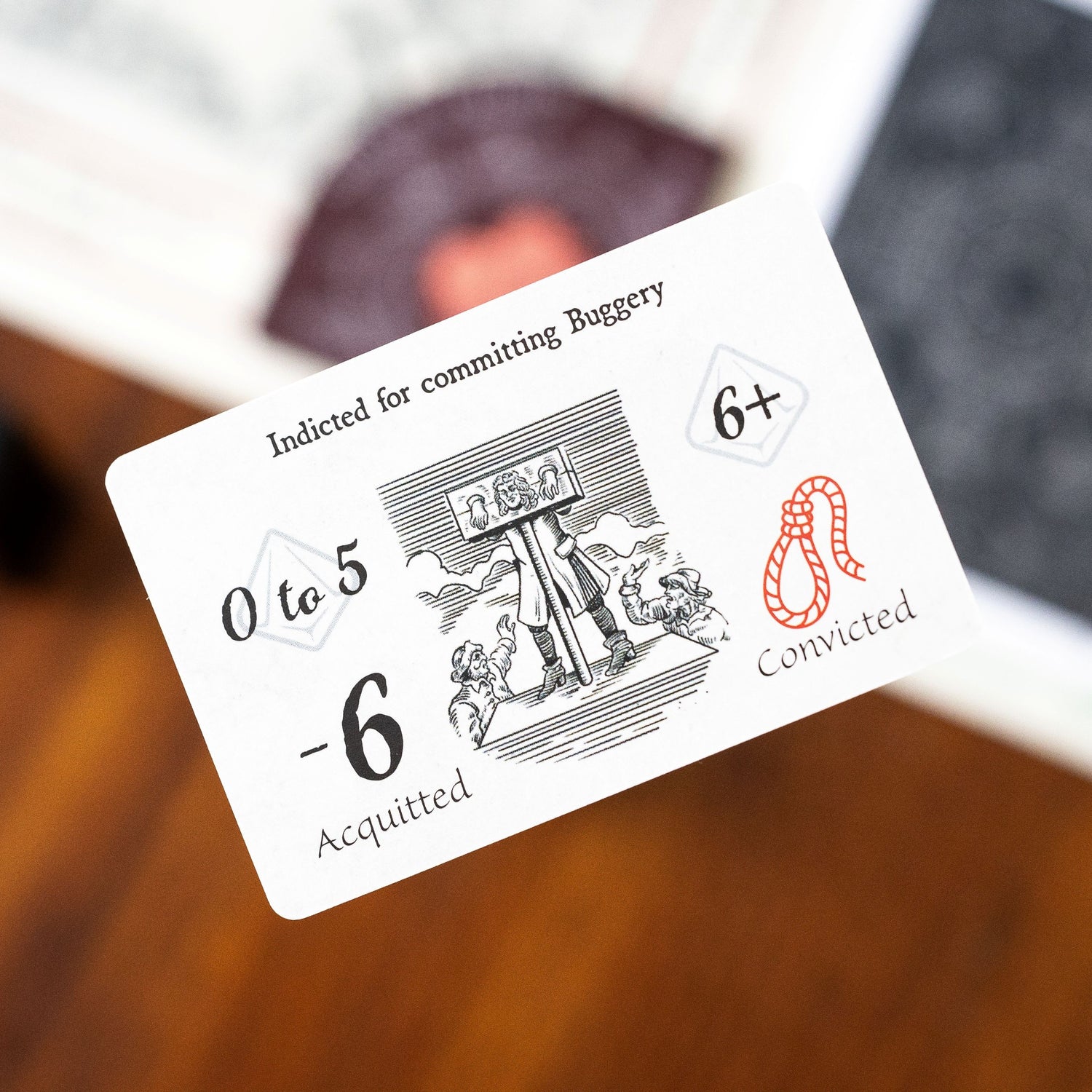 Possible Indictment that players may encounter during a game of Molly House. Rolls determine the punishment's severity.