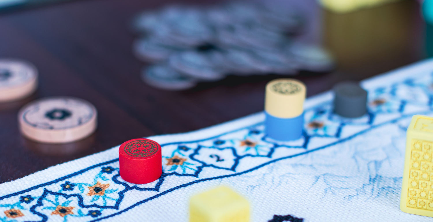 The wooden pieces used with the embroidered fabric used in Pax Pamir