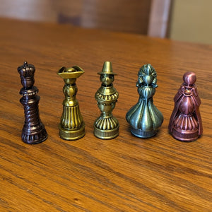 Molly House Metal Pawns in a line in lifestyle photography